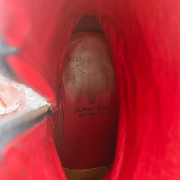 Jeffrey West Italian Croc Red and Black Buckle Leather Boots - Picture 8 of 8